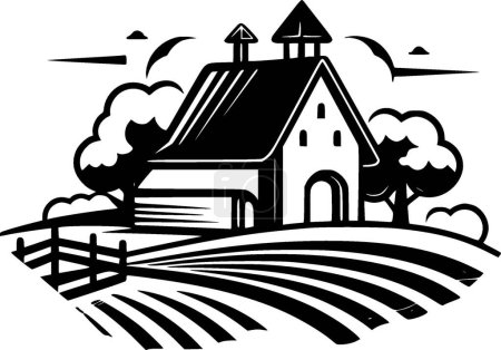 Illustration for Farm - black and white vector illustration - Royalty Free Image