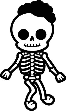 Skeleton - black and white vector illustration