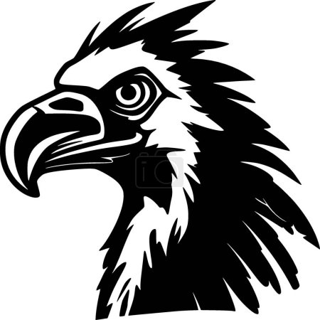 Téléchargez les illustrations : Vulture - illustration vectorielle en noir et blanc - en licence libre de droit
