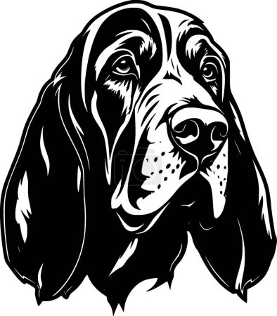 Ilustración de Bloodhound - ilustración vectorial en blanco y negro - Imagen libre de derechos