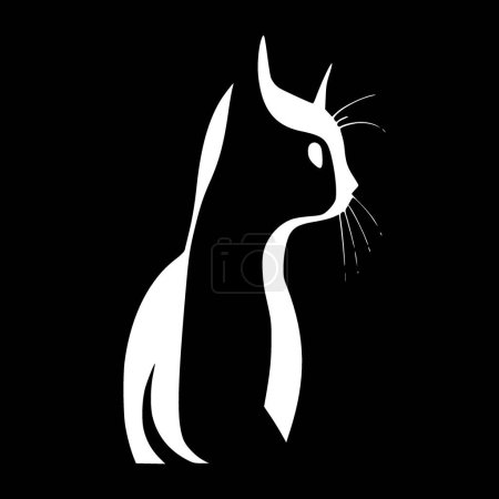 Chat - icône isolée en noir et blanc - illustration vectorielle