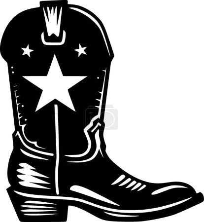 Cowboy boot - black and white isolated icon - vector illustration