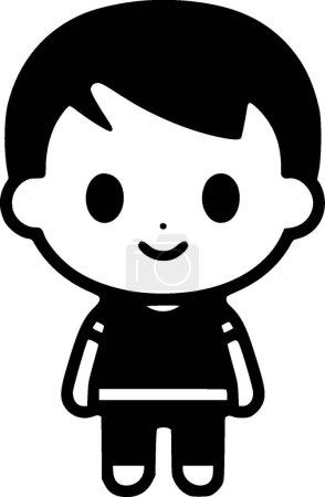 Enfant - icône isolée en noir et blanc - illustration vectorielle