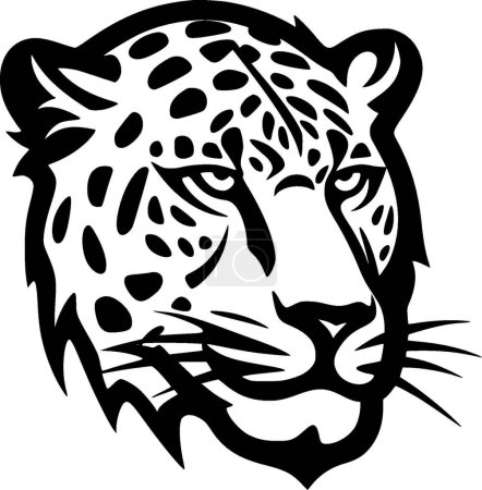 Leopard - black and white isolated icon - vector illustration