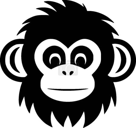 Monkey - minimalist and flat logo - vector illustration