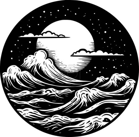 Océano - logo minimalista y plano - ilustración vectorial