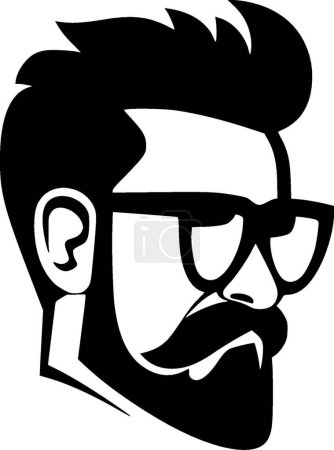 Papa - black and white vector illustration