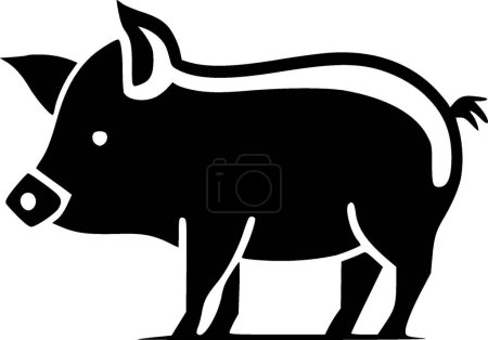 Cochon - illustration vectorielle noir et blanc