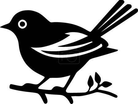 Illustration for Robin bird - black and white vector illustration - Royalty Free Image