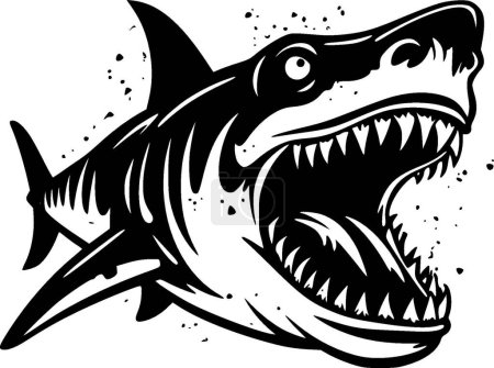 Téléchargez les illustrations : Requin - logo plat et minimaliste - illustration vectorielle - en licence libre de droit