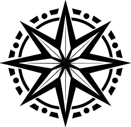 Estrella - ilustración vectorial en blanco y negro