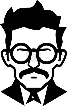Profesor - icono aislado en blanco y negro - ilustración vectorial