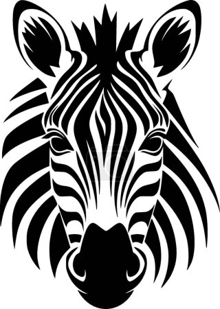 Zèbre - illustration vectorielle en noir et blanc