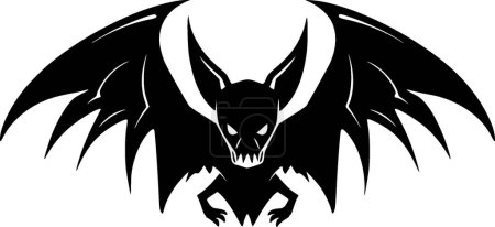 Bat - black and white vector illustration