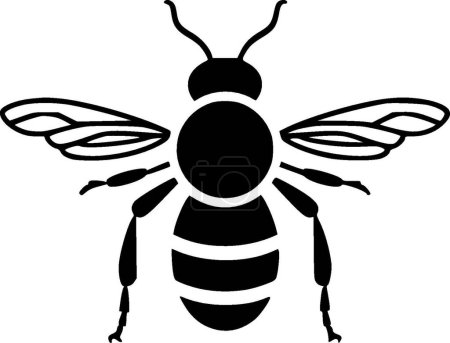 Biene - schwarz-weißes Icon - Vektorillustration