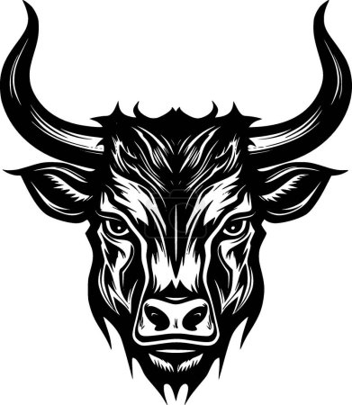 Bull - ilustración vectorial en blanco y negro