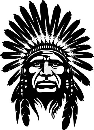Indian chief - minimalist and flat logo - vector illustration