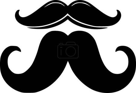 Mustache - icono aislado en blanco y negro - ilustración vectorial