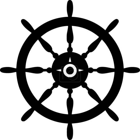 Ship wheel - black and white vector illustration