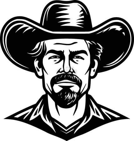 Illustration for Western - black and white vector illustration - Royalty Free Image