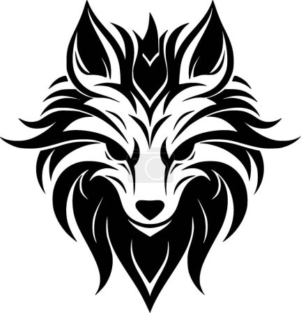 Lobo - ilustración vectorial en blanco y negro