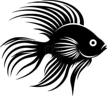 Angelfish - icône isolée en noir et blanc - illustration vectorielle