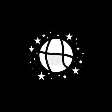 Téléchargez les illustrations : Basketball - icône isolée en noir et blanc - illustration vectorielle - en licence libre de droit