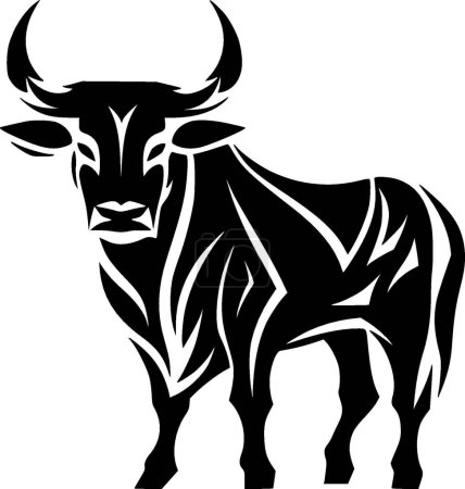 Illustration for Bull - minimalist and flat logo - vector illustration - Royalty Free Image