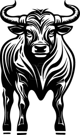 Taureau - icône isolée en noir et blanc - illustration vectorielle
