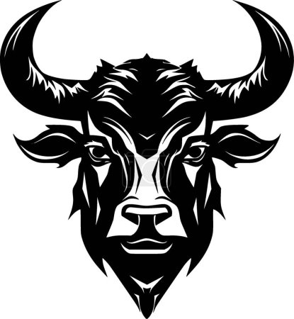 Bull - icono aislado en blanco y negro - ilustración vectorial