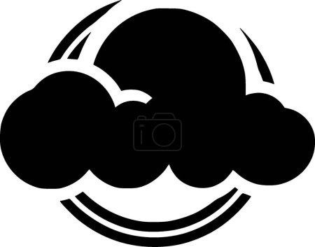 Nube - icono aislado en blanco y negro - ilustración vectorial
