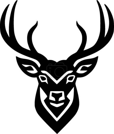 Deer - black and white isolated icon - vector illustration