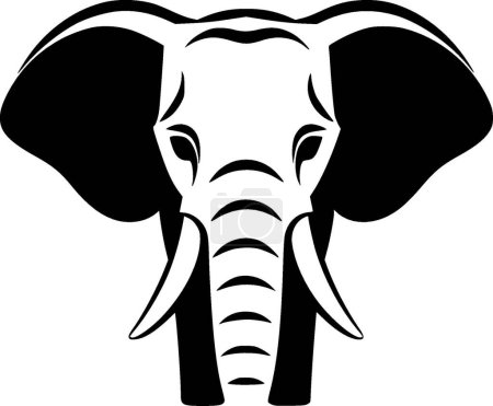 Elephant - black and white isolated icon - vector illustration