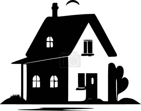 Home - black and white isolated icon - vector illustration