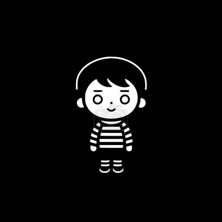 Ilustración de Niño - logo minimalista y plano - ilustración vectorial - Imagen libre de derechos