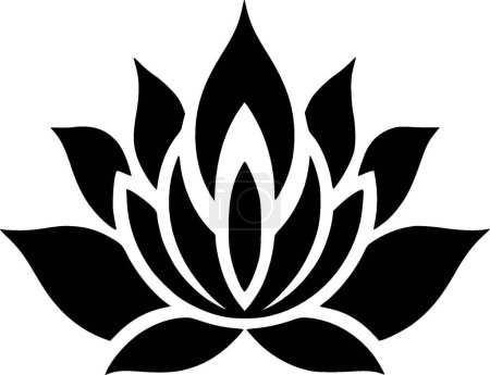 Lotusblume - schwarz-weiße Vektorillustration