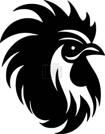 Rooster - black and white vector illustration