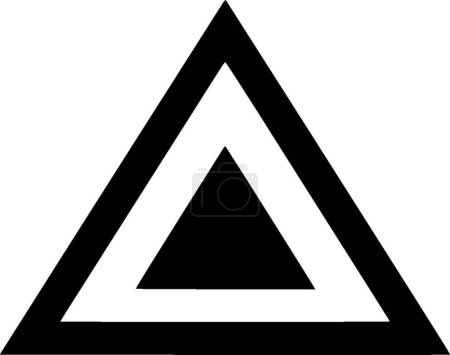 Téléchargez les illustrations : Triangle - icône isolée en noir et blanc - illustration vectorielle - en licence libre de droit