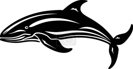 Whale - black and white vector illustration