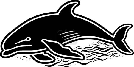 Téléchargez les illustrations : Baleine - illustration vectorielle en noir et blanc - en licence libre de droit