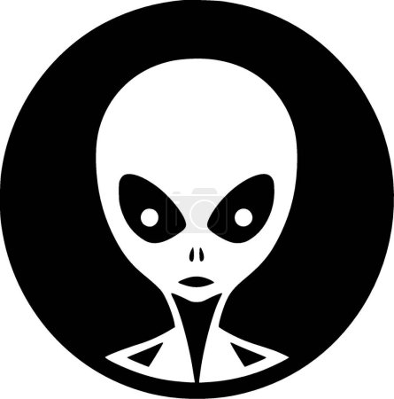 Alien - black and white isolated icon - vector illustration