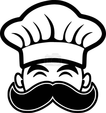 Chef sombrero - icono aislado en blanco y negro - ilustración vectorial