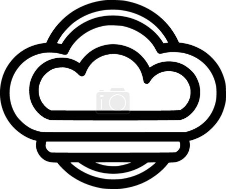 Wolke - schwarz-weißes Icon - Vektorillustration