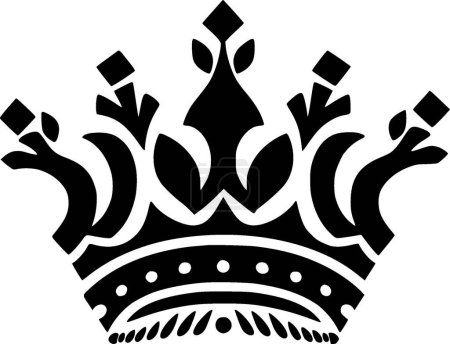 Couronne - icône isolée noir et blanc - illustration vectorielle