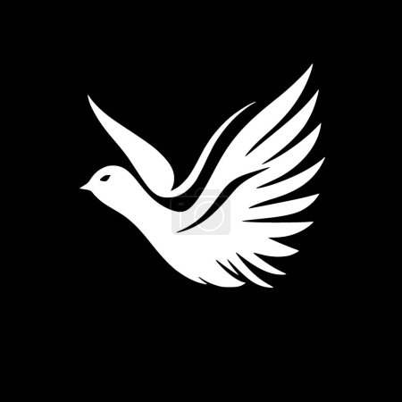 Paloma - icono aislado en blanco y negro - ilustración vectorial