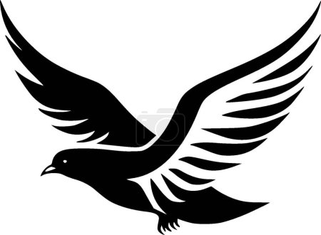 Dove bird - black and white vector illustration
