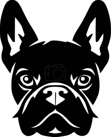 Illustration for French bulldog - black and white vector illustration - Royalty Free Image