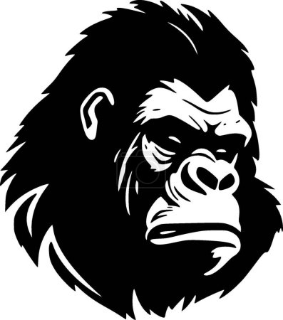 Ilustración de Gorila - icono aislado en blanco y negro - ilustración vectorial - Imagen libre de derechos