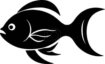 Goldfish - black and white isolated icon - vector illustration