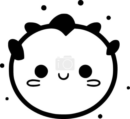 Kawaii - black and white isolated icon - vector illustration